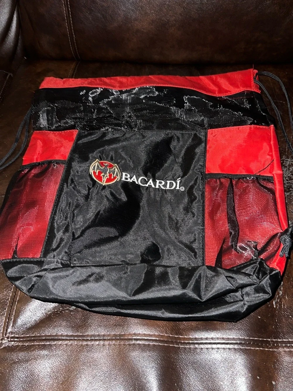 Bacardi rum liquor drink company collectible Black & Red Drawstring Gym Bag
